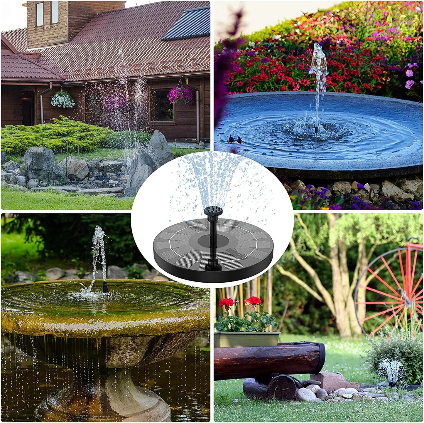 Solar Water Fountain Pool Pond Waterfall Fountain Garden Decoration Outdoor Bird Bath Solar Powered Floating Water Pump